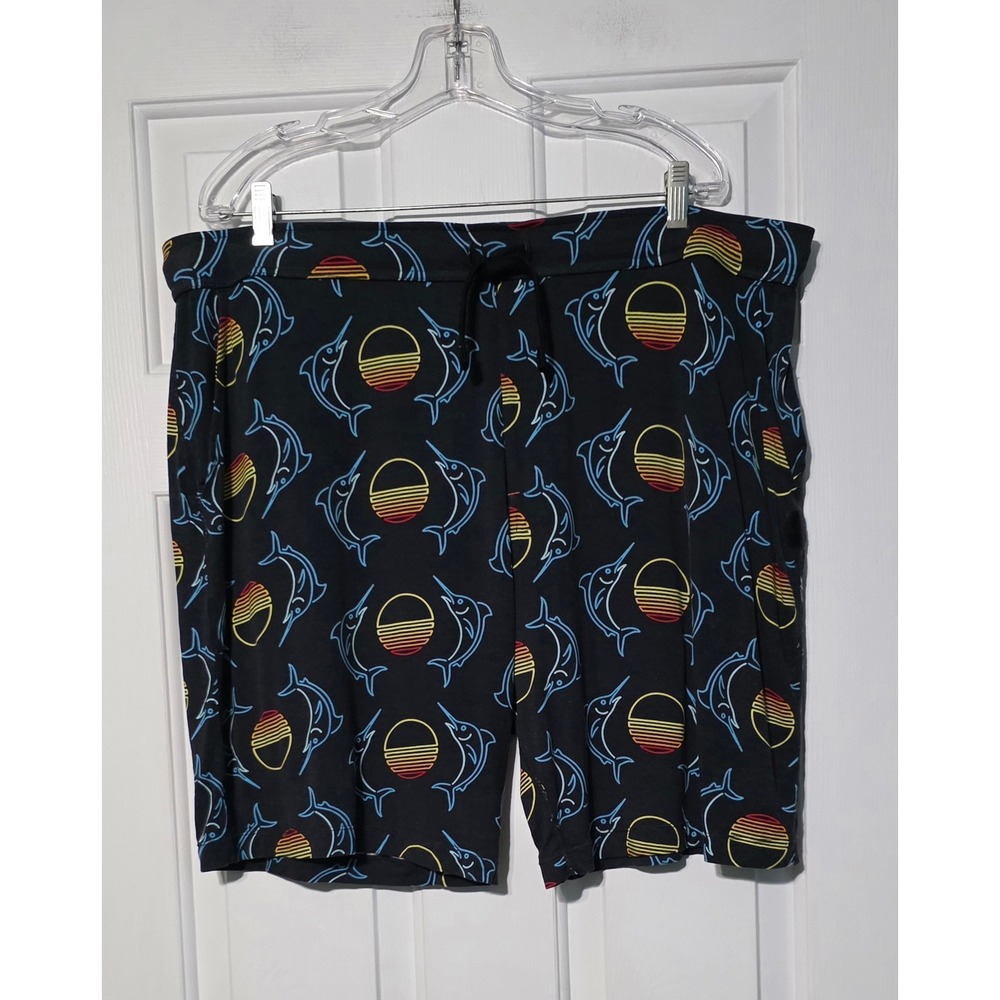 Saxx Snooze Short Mens XXL Black Neon Marlin Sunset Sleep Lounge Shorts